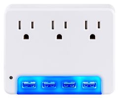 CYBER POWER SYSTEMS P3WUN USB Charger Receptacle, 125 V, 4 Ports, USB Type A