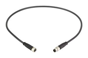 HARTING 21348081388005 Sensor Cable, A-Code, Black, M8 Plug, M8 Receptacle, 3 Positions, 500 mm, 19.7 "
