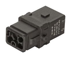 HARTING 09100053106 Heavy Duty Connector, Han Series, Insert, 5+PE Contacts, 1A, Receptacle, Crimp Socket