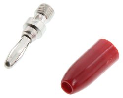 JOHNSON - CINCH CONNECTIVITY 108-0302-001 Banana Test Connector, Plug, Cable Mount, 15 A, 3.5 kV, Nickel Plated Contacts, Red