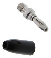 JOHNSON - CINCH CONNECTIVITY 108-0303-001 Banana Test Connector, Plug, Cable Mount, 15 A, 3.5 kV, Nickel Plated Contacts, Black