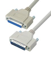 L-COM CRMN25MF-5 Computer Cable, D Sub 25 Position Plug, D Sub 25 Position Receptacle, 5 ft, 1.52 m, Light Gray