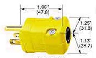 HUBBELL WIRING DEVICES HBL5364VY Power Entry Connector, 2P3W Grounding, NEMA 5-20, Power Entry, 20 A, Yellow, Nylon (Polyamide) Body