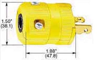 HUBBELL WIRING DEVICES HBL9758VY Power Entry Connector, 2P2W Non-Grounding, NEMA 2-20, Power Entry, 20 A, Yellow
