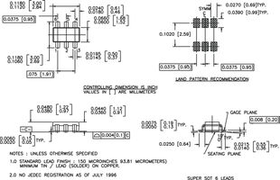 ONSEMI FMB2227A Amplificador Propósito General, NPN, PNP, 30 V, 700 mW, 500 mA, 50, SuperSOT