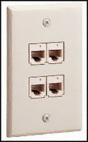 PANDUIT CFP4IW Faceplate, Faceplate, Modular Connectors, 4, Plastic Body, White