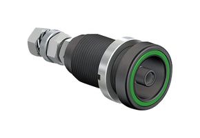 STAUBLI 14.0034-25 Banana Test Connector, Jack, Panel Mount, 80 A, 600 V, Silver Plated Contacts, Green