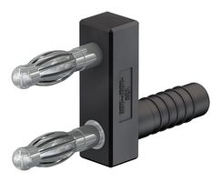 STAUBLI 20.1010-21 Banana Test Connector, 4mm, Plug, Cable Mount, 32 A, 60 VDC, Nickel Plated Contacts, Black