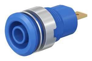 STAUBLI 23.3000-23 Banana Test Connector, 4mm, Jack, Panel Mount, 24 A, 1 kV, Gold Plated Contacts, Blue