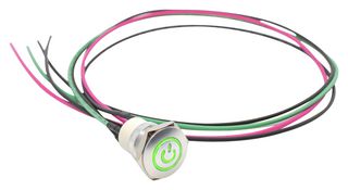 E-SWITCH PVA6LRPW12G1 Vandal Resistant Switch, PVA6 Series, 16 mm, SPST-NO-DM, Off-On, Round, Transparent, Anodized