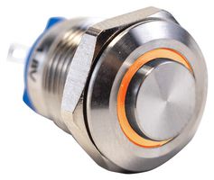 E-SWITCH PV0H240SS-321 Vandal Resistant Switch, PV0 Series, 12 mm, SPST-NO-DM, Off-(On), Round Raised, Natural