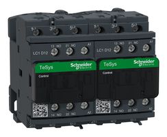 SCHNEIDER ELECTRIC LC2D12G7 Contactor, LC2D, 12 A, Carril DIN, 600 VAC, 3PST-NO, 3 polos, 10 hp