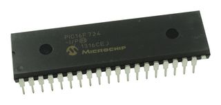 MICROCHIP PIC16F724-I/P 8 Bit MCU, PIC16 Family PIC16F7xx Series Microcontrollers, PIC16, 20 MHz, 7 KB, 40 Pins, DIP