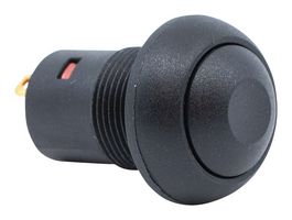 E-SWITCH RP8200B2M1CEBLKBLKNIL Pushbutton Switch, RP8200 Series, 13.6 mm, SPST-NO-DM, Off-On, Round, Black