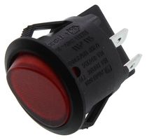 E-SWITCH RRA12C1000-116 Rocker Switch, Off-On, DPST, Illuminated, Panel Mount, Transparent Red, RRA Series