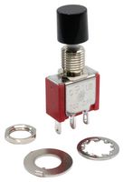 E-SWITCH 700SP7B10M1QEHC1BLK Pushbutton Switch, 700 Series, SPDT, On-(On), Round Plunger, Black