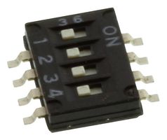 OMRON ELECTRONIC COMPONENTS A6HF-4102 DIP / SIP Switch, 4 Circuits, Flat Slide, Surface Mount, SPST, 24 V, 25 mA