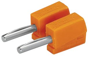 WAGO 215-211 Banana Test Connector, 4mm, Plug, Cable Mount, 20 A, 42 V, Orange