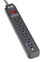 EATON TRIPP LITE TLP620DB Surge Protector, Black, 6 Outlets, NEMA 5-15R, 15 A, 120 V, NEMA 5-15P, 20 ft
