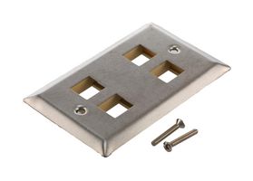 L-COM LC-WPSSK-04 Faceplate, 4.51" x 2.76" x 0.189", Wall Plate, Faceplates, 4, Stainless Steel Body