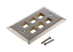 L-COM LC-WPSSK-06 Faceplate, 4.51" x 2.76" x 0.189", Wall Plate, Faceplates, 6, Stainless Steel Body