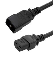L-COM PCS122-BLK-6F Mains Power Cord, IEC 60320 C20 to IEC 60320 C21, 1.83 m, 20 A, 250 V, Black, PCS122 Series