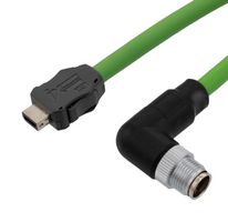 L-COM TRGIX621PU-GRN-3F Ethernet Cable, 26AWG, Cat6a, IX Type A Plug to 90  8 Position M12 Plug