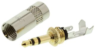 REAN NYS231G Phone Audio Connector, 3 Contacts, Plug, 3.5 mm, Cable Mount, Gold Plated Contacts, Metal Body