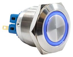 E-SWITCH PV8F2Y0SS-341 Vandal Resistant Switch, Ring Illuminated, PV8 Series, 25 mm, SPDT-DB, Off-(On), On-(Off)