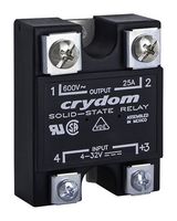 SENSATA/CRYDOM H12WD4825G Solid State Relay, 25 A, 660 VAC, Panel Mount, Screw, Zero Crossing