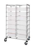 QUANTUM STORAGE BC214069M1DCL Storage Cart, Clear, 14 Bins, 69 " x 24 " x 40 "