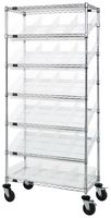 QUANTUM STORAGE MWRS-7-108CL Storage Cart, Clear, 24 Bins, 7 Shelves, 74 " x 18 " x 36 "