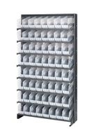 QUANTUM STORAGE QPRS-203CL Shelving Unit, 8 Shelves, 64 Bins, Transparent, 63.5 " X 18 " X 36 "