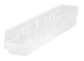 QUANTUM STORAGE QSB105CL Storage Bin, Transparent, 4 " x 23.625 " x 4.125 "