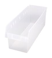 QUANTUM STORAGE QSB816CL Storage Bin, Transparent, 8 " x 23.625 " x 11.125 "