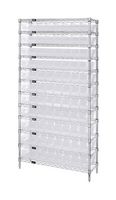 QUANTUM STORAGE WR12-103CL Shelving Unit, 12 Shelves, 88 Bins, Transparent, 74 " X 18 " X 36 "