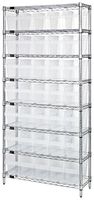 QUANTUM STORAGE WR8-806CL Shelving Unit, 8 Shelves, 35 Bins, Transparent, 74 " X 24 " X 36 "