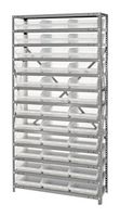 QUANTUM STORAGE 1275-109CL Shelving Unit, 13 Shelves, 36 Bins, Transparent, 75 " X 12 " X 36 "