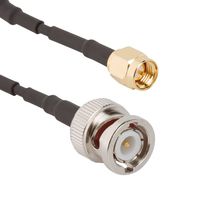 AMPHENOL RF 095-850-249M100 RF / Coaxial Cable Assembly, 3.3 ft, 1 m, RG174, BNC Plug, SMA Plug, 50 ohm