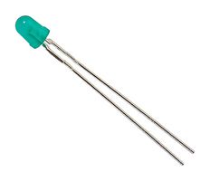BROADCOM HLMP-3950 LED, Green, Through Hole, T-1 3/4 (5mm), 20 mA, 2.2 V, 569 nm