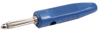 DELTRON COMPONENTS 555-0200 Banana Test Connector, 4mm, Stackable, Plug, Cable Mount, 16 A, 50 V, Nickel Plated Contacts, Blue