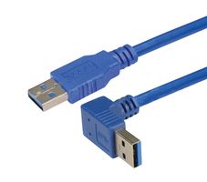 L-COM CA3A-90DA-1M USB Cable, USB Type A Plug, USB Type A Plug, 1 m, 3.3 ft, USB 3.0, Blue