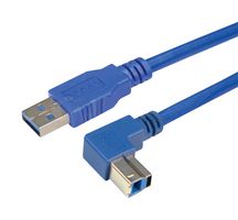 L-COM CA3A-90DB-1M Cable USB, USB Tipo A Macho, USB Tipo B Macho, 1 m, 3.3 ft, USB 3.0, Azul
