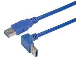 L-COM CA3A-90UA-1M Cable USB, USB Tipo A Macho, USB Tipo A Macho, 1 m, 3.3 ft, USB 3.0, Azul