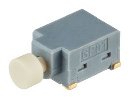 NKK SWITCHES GP0115ACBG30 Pushbutton Switch, Ultra-Miniature, GP01 Series, SPST-NO, Off-(On), Round, White