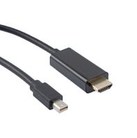 L-COM VPA00005-1M Cable de Audio / Video, Mini DisplayPort Macho, HDMI Macho, 3.3 ft, 1 m, Negro, VPA00005 Series