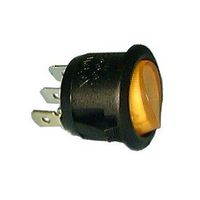 Rocker Switch, On-Off, SPST, Illuminated, Press Fit, Yellow