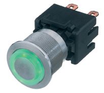 SCHURTER 1241.6824.1122000 Interruptor (Switch) Antivandalismo, DPST, Natural, Serie MSM LA 19, Apagado-Encendido, Verde