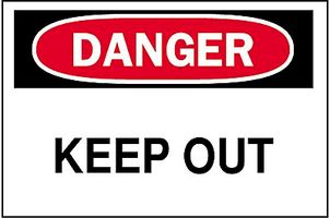 BRADY 22112 Safety Sign, Warning, Danger Keep Out, PS (Polystyrene), 254 mm, 355.6 mm, Black / Red on White