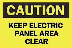 BRADY 25513 Safety Sign, Caution Keep Electric Panel Area Clear, 254 mm, 355.6 mm, Black on Yellow